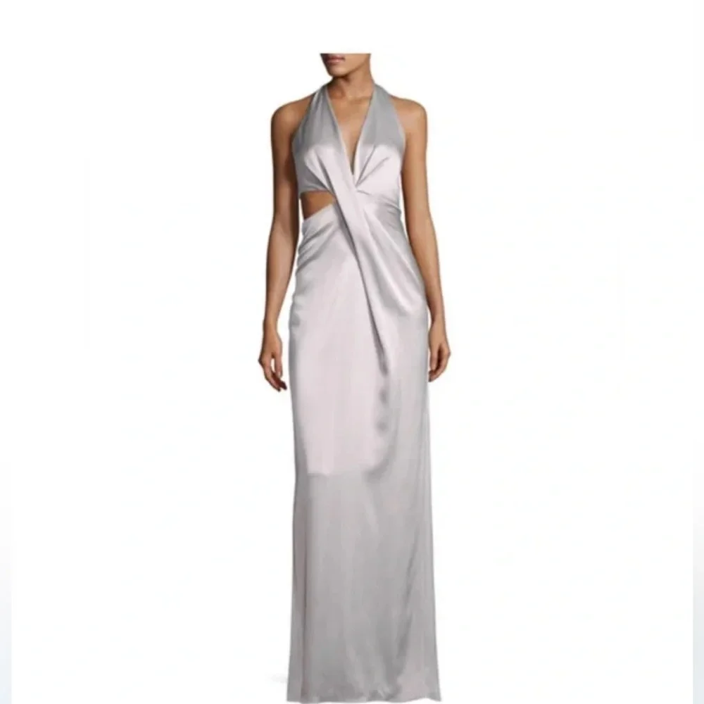 Halston Heritage Deep V Silver Dress - Picture 11 of 11
